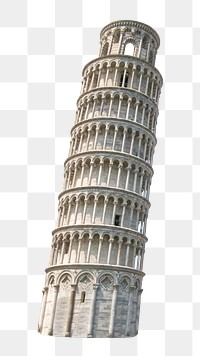 PNG Leaning Tower of Pisa, collage element, transparent background.