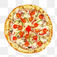 Italian cheesy pizza png collage element, transparent background