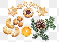 PNG Christmas cookies, collage element, transparent background