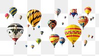 Hot air balloons png collage element, transparent background