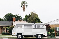 Classic microbus png van mockup, transparent background