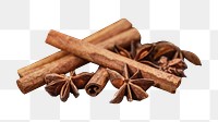 Png cinnamon & anise spices element, transparent background