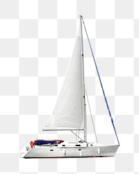 Sailing yacht png collage element, transparent background