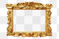 Gold picture frame png, transparent background