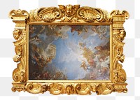 Png The Apotheosis of Hercules framed famous painting, gold luxury design on transparent background. Remixed by rawpixel.