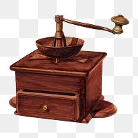 PNG Coffee grinder vintage illustration, transparent background. Digitally remixed by rawpixel.