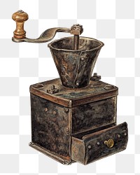 PNG Coffee mill vintage illustration, transparent background. Digitally remixed by rawpixel.
