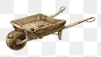 Wooden wheelbarrow png illustration, transparent background. Remixed by rawpixel.