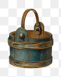 Vintage wooden bucket png illustration, transparent background. Remixed by rawpixel.