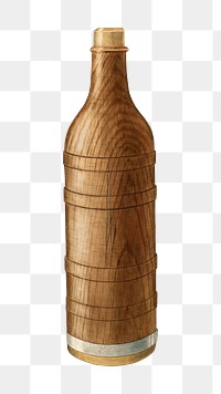 PNG antique wooden bottle collage element, transparent background. Remixed by rawpixel.