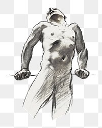 Vintage man png nude art, transparent background. Remixed by rawpixel.