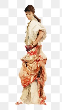 Vintage woman png in Spanish costume, transparent background. Remixed by rawpixel.