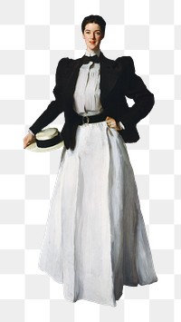 Vintage woman png in formal wear, transparent background. Remixed by rawpixel.