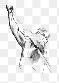 Man with pole png sketch, transparent background. Remixed by rawpixel.