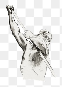 Man with pole png sketch, transparent background. Remixed by rawpixel.