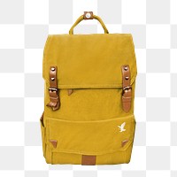 PNG yellow traveler's backpack, transparent background