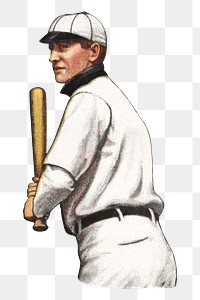 Vintage baseball player png illustration, transparent background. Remixed by rawpixel. 