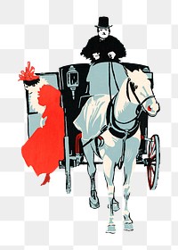 Vintage horse carriage png chromolithograph art, transparent background. Remixed by rawpixel. 