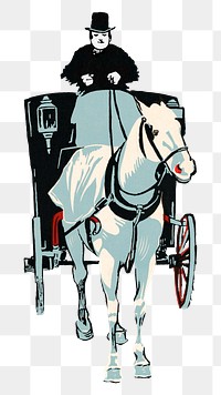 Vintage horse carriage png chromolithograph art, transparent background. Remixed by rawpixel. 