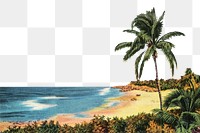 PNG vintage coast border, chromolithograph art, transparent background. Remixed by rawpixel. 