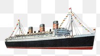 Vintage cruise ship png chromolithograph art, transparent background. Remixed by rawpixel. 