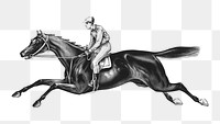 PNG horse racing vintage illustration on transparent background. Remixed by rawpixel. 