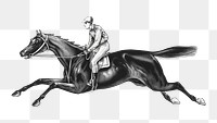 PNG horse racing vintage illustration on transparent background. Remixed by rawpixel. 