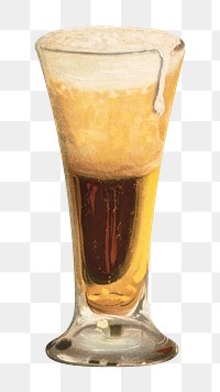 Vintage beer glass png chromolithograph illustration, transparent background. Remixed by rawpixel. 