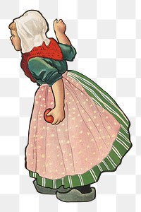 Vintage girl png chromolithograph art, transparent background. Remixed by rawpixel. 