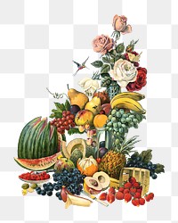 PNG vintage fruits, chromolithograph art, transparent background. Remixed by rawpixel. 