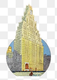 PNG vintage building, chromolithograph art, transparent background. Remixed by rawpixel. 