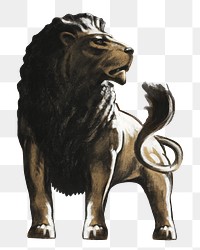 PNG lion vintage illustration on transparent background. Remixed by rawpixel. 
