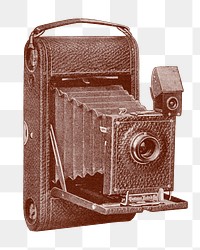 PNG vintage folding pocket camera, chromolithograph art, transparent background. Remixed by rawpixel. 