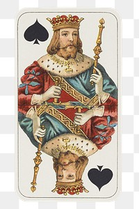 PNG vintage king of spades, chromolithograph art, transparent background. Remixed by rawpixel. 