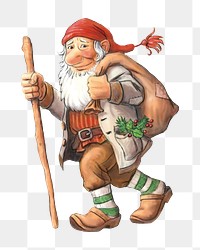 Gnome png vintage illustration, transparent background. Remixed by rawpixel. 