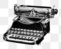 Black typewriter, vintage illustration, transparent background. Remixed by rawpixel. 