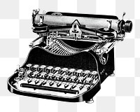 Black typewriter, vintage illustration, transparent background. Remixed by rawpixel. 