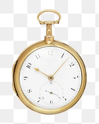 PNG Gold pocket watch, vintage object made by Robert Roskell, transparent background. Remixed by rawpixel.