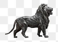 PNG Standing lion statue, attributed to Antoine-Louis Barye, transparent background. Remixed by rawpixel.