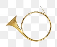 PNG Gold horn, vintage musical instrument, transparent background. Remixed by rawpixel.