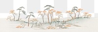 Japanese trees  png border, vintage nature illustration by Utagawa Hiroshige, transparent background. Remixed by rawpixel.