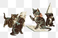 PNG Little kittens, vintage pet animal illustration, transparent background. Remixed by rawpixel.