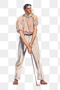 PNG Golfing man, vintage sport illustration by Edward Penfield, transparent background. Remixed by rawpixel.