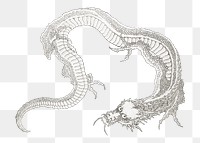 PNG Katsushika Hokusai's Japanese dragon, mythical creature illustration, transparent background. Remixed by rawpixel.