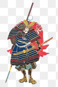 PNG Japanese warrior, vintage illustration from the Tughra (Insignia) of Sultan S&uuml;leiman the Magnificent, transparent background. Remixed by rawpixel.
