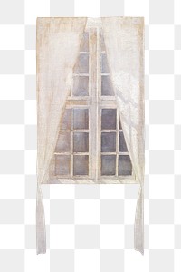 PNG Window & curtains, vintage interior illustration by Vilhelm Hammershøi, transparent background. Remixed by rawpixel.