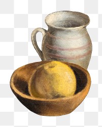 PNG Apple pot still life, vintage illustration by Mikulas Galanda, transparent background. Remixed by rawpixel.