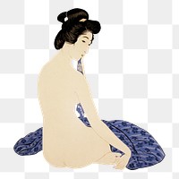 PNG Goyo Hashiguchi's Woman after bath, vintage Japanese illustration, transparent background. Remixed by rawpixel.