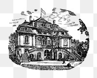 PNG Old manor, vintage architecture illustration, transparent background. Remixed by rawpixel.