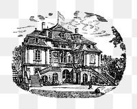 PNG Old manor, vintage architecture illustration, transparent background. Remixed by rawpixel.